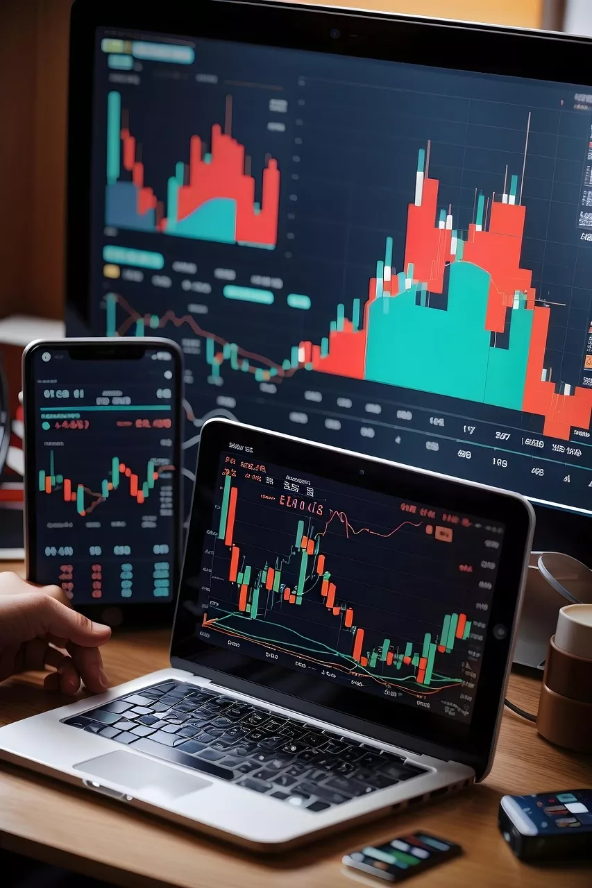 Trader analysant les courbes du marche des changes (Forex)